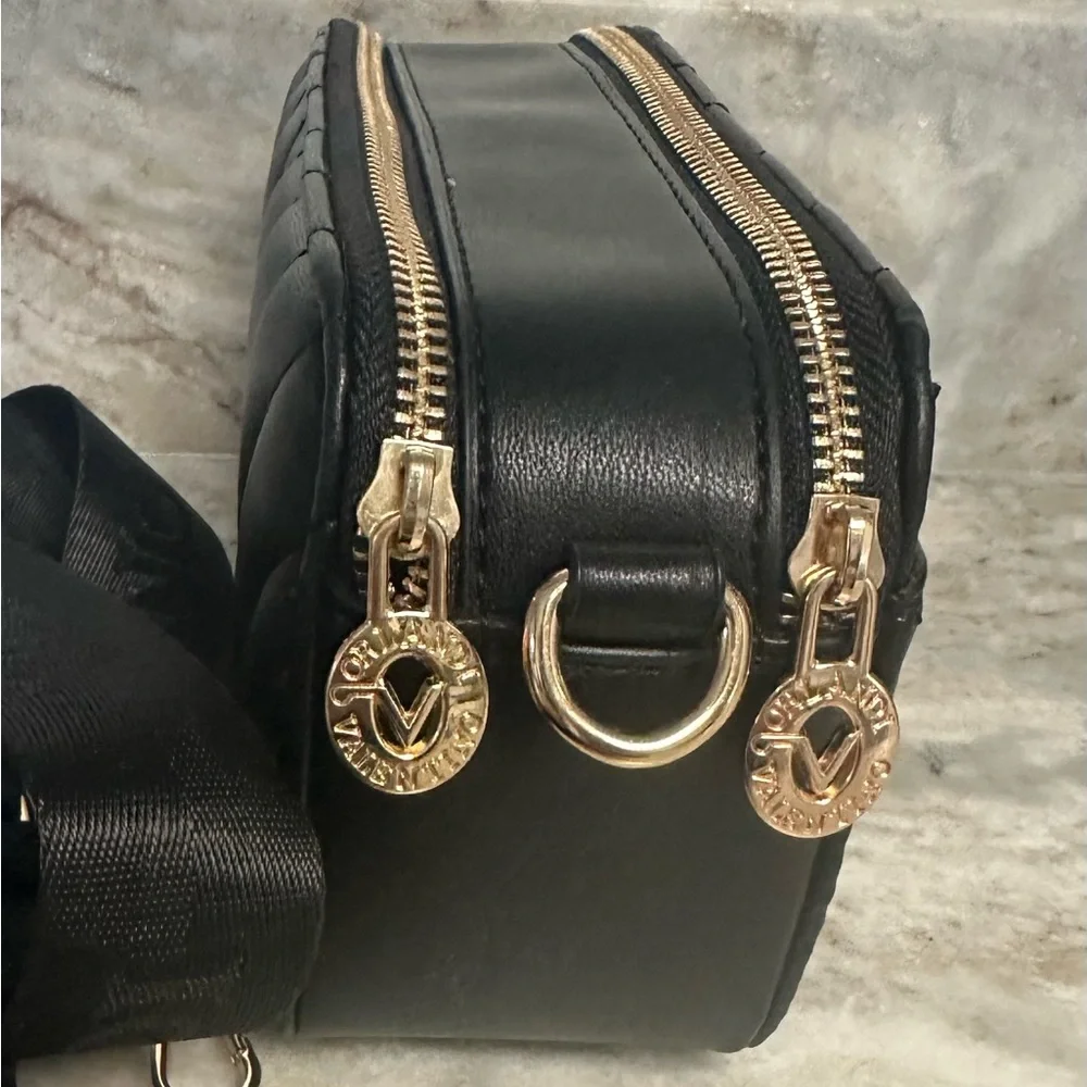 Valentino Orlandi Black Crossbody Camera Bag with Gold Details - Picture 3 of 8
